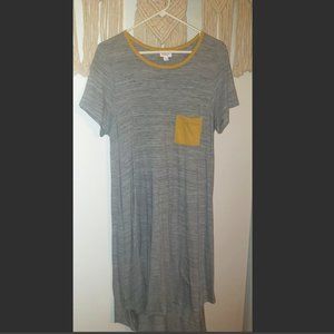 Lularoe Carly Dress Heathered Gray / Mustard